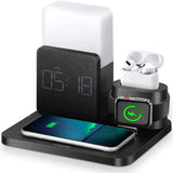 4 In 1 Fast Wireless Charger Station Alarm Clock with Lamp for Apple