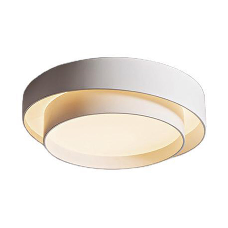 White Metal Circular Flush Mount Ceiling Lamp LED Nordic Style