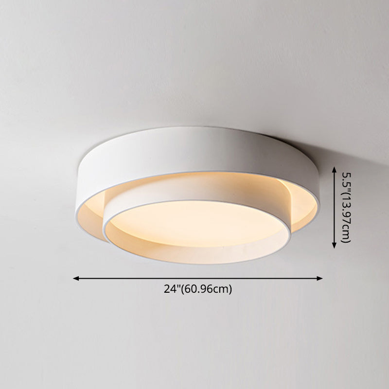White Metal Circular Flush Mount Ceiling Lamp LED Nordic Style