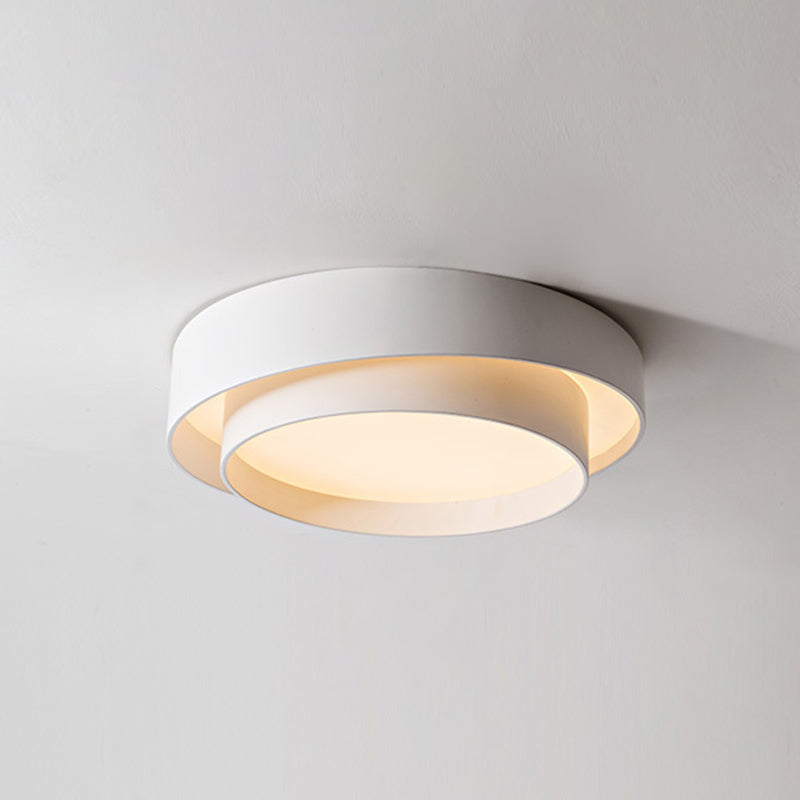 White Metal Circular Flush Mount Ceiling Lamp LED Nordic Style