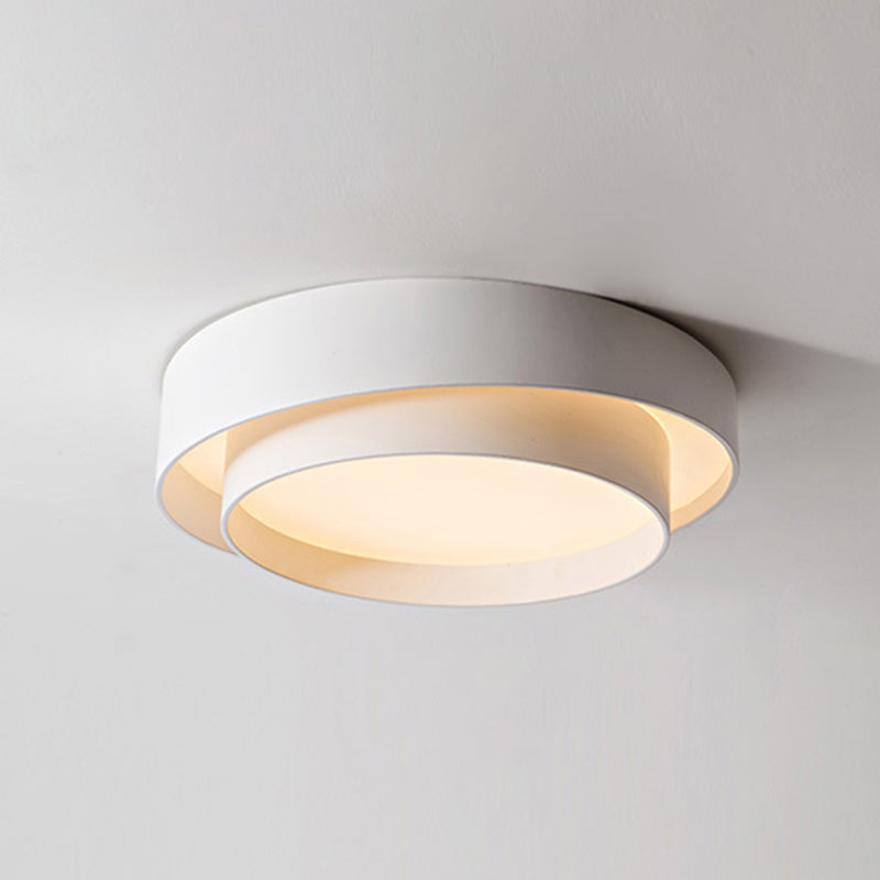 White Metal Circular Flush Mount Ceiling Lamp LED Nordic Style