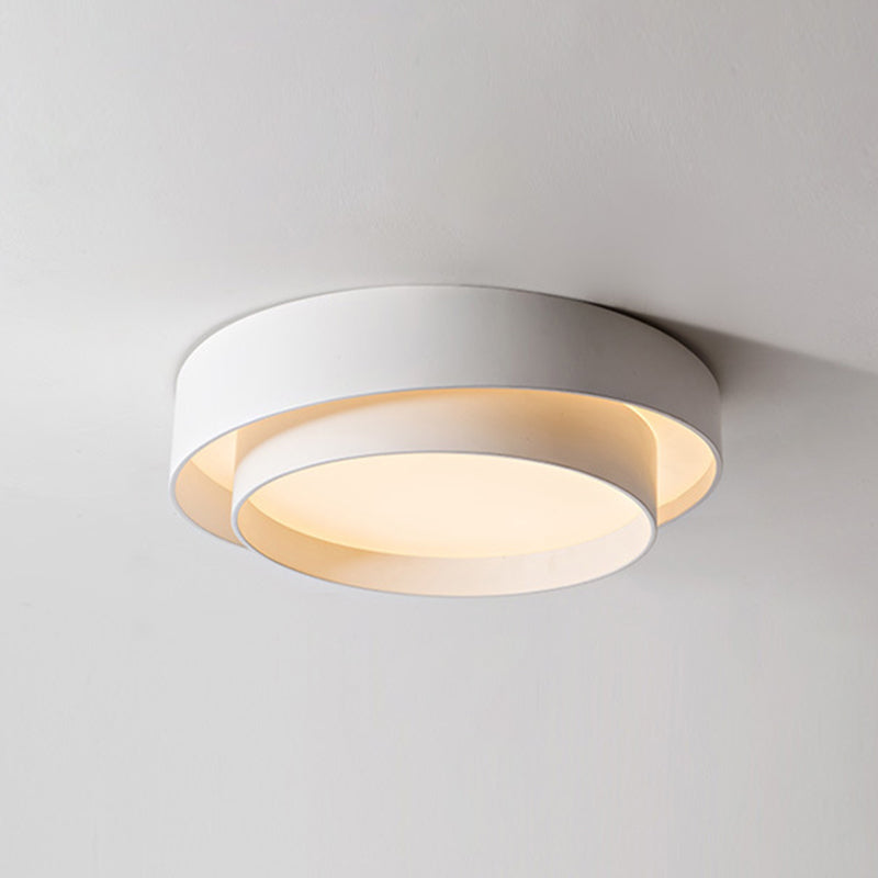 White Metal Circular Flush Mount Ceiling Lamp LED Nordic Style
