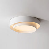White Metal Circular Flush Mount Ceiling Lamp LED Nordic Style