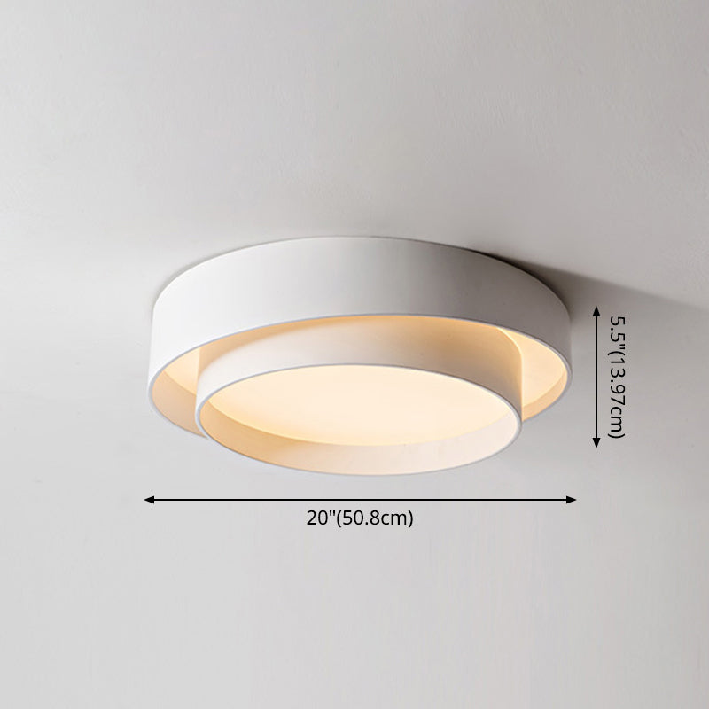 White Metal Circular Flush Mount Ceiling Lamp LED Nordic Style