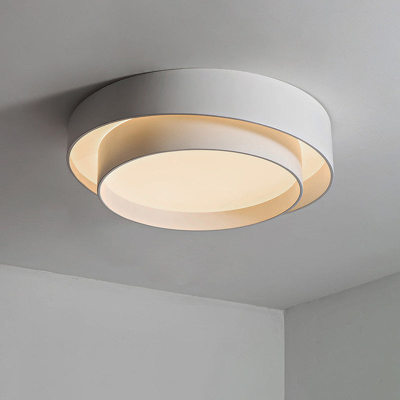 White Metal Circular Flush Mount Ceiling Lamp LED Nordic Style