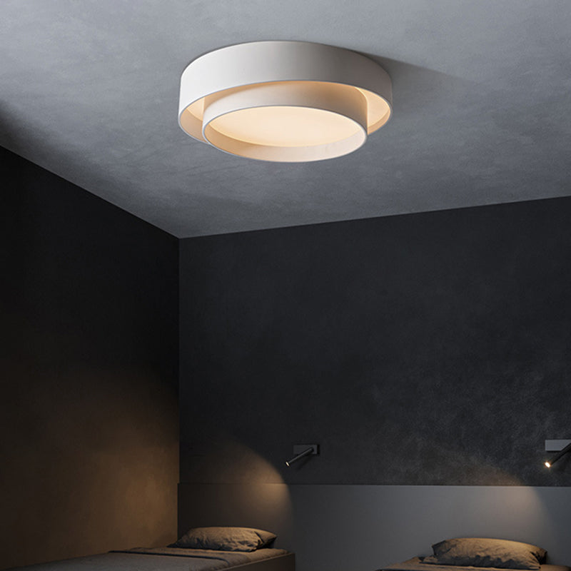 White Metal Circular Flush Mount Ceiling Lamp LED Nordic Style