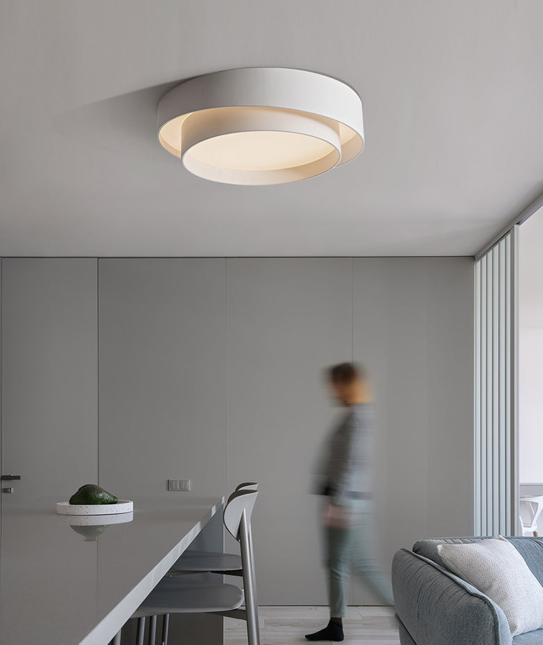 White Metal Circular Flush Mount Ceiling Lamp LED Nordic Style