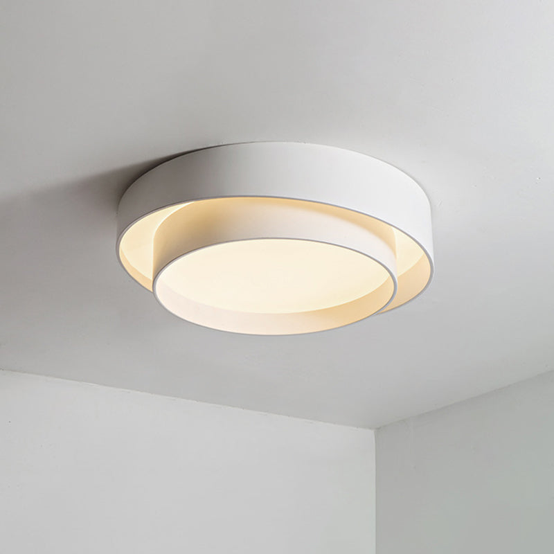 White Metal Circular Flush Mount Ceiling Lamp LED Nordic Style