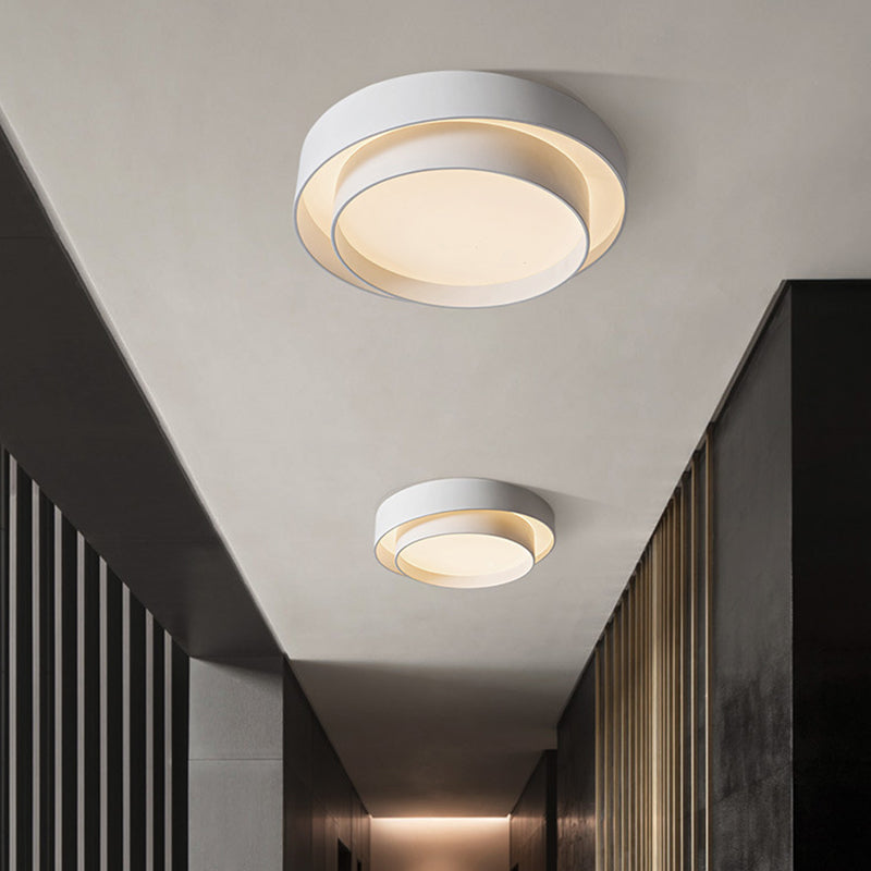White Metal Circular Flush Mount Ceiling Lamp LED Nordic Style