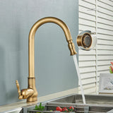 TimelessFlow - Antique Brass Kitchen Faucet with Swivel Spout