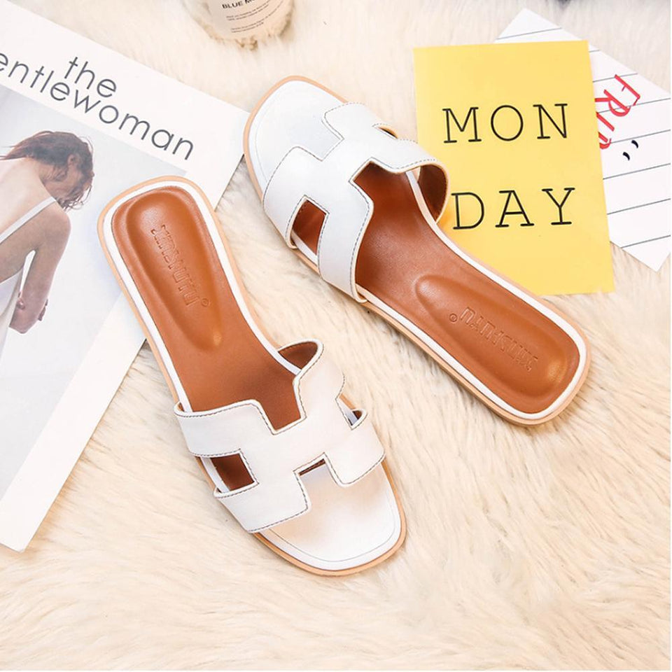 Stylish PU Leather Sandals with Comfortable Flat Sole – Perfect for Summer