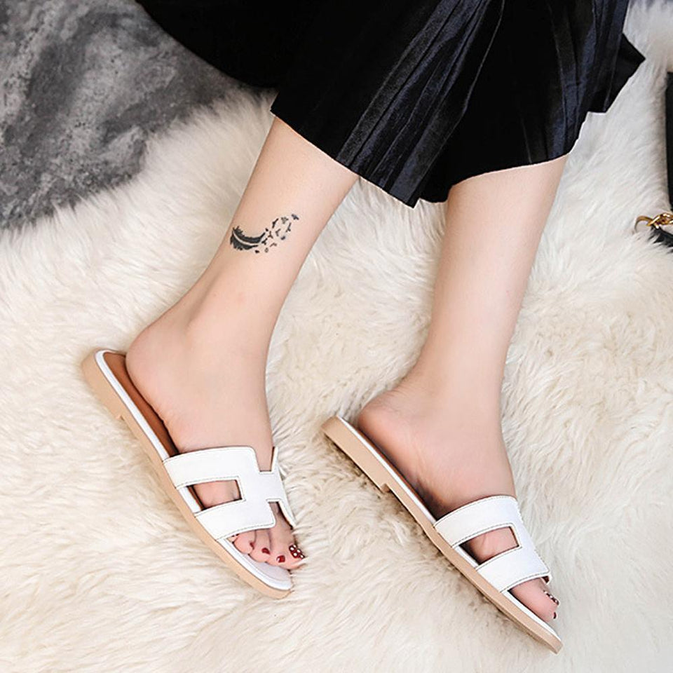 Stylish PU Leather Sandals with Comfortable Flat Sole – Perfect for Summer